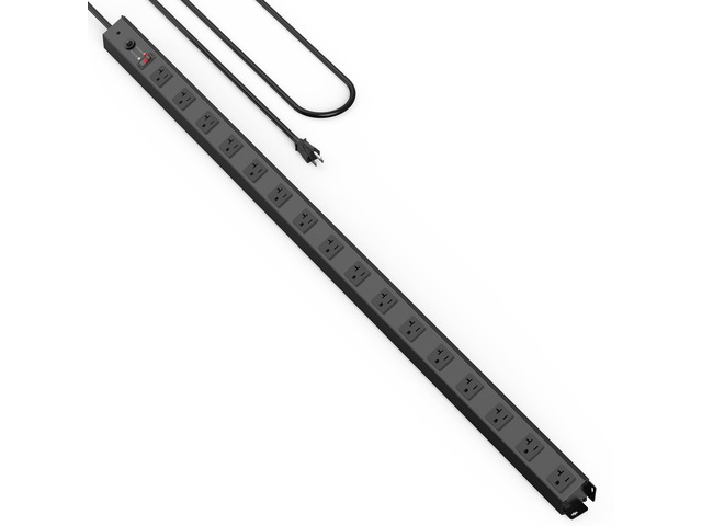 16 Outlet Long Power Strip, 12 Gauge Extension Cord. Black, 4FT. Heavy Duty, Surge Protector, High Amp, Wide Spaced Multiple Outlets for Home,...