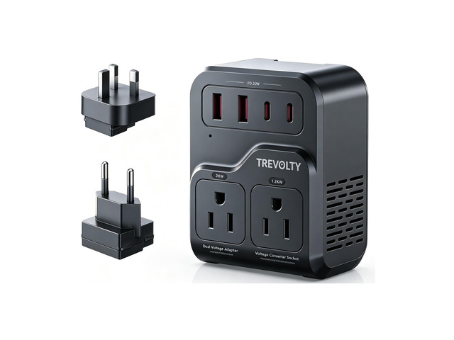 2000W Voltage Converter US to Europe for Hair Dryer, 220V to 110V Converter for European Travel with 3AC/2USB-A/2USB-C (PD20W), Power Converter...