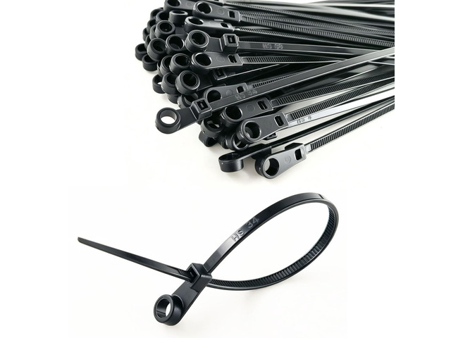 Plastic Ties with Screw Holes (500 Pack) 7.5 Inch Mount Head Electrical Zip Ties 50 LBS,UV Black