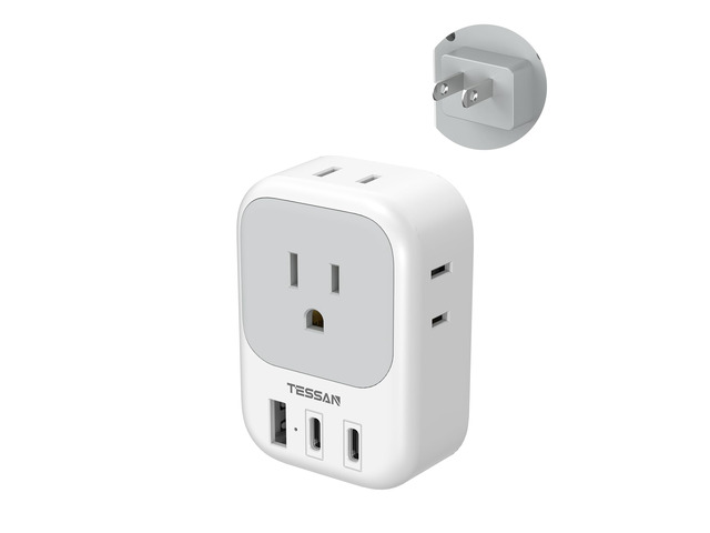 2 Prong to 3 Prong Outlet Adapter with 4 Outlets 3 USB 2 USB-C Ports, US to Japan Plug Adapter, Compatible with China Mexico Philippines