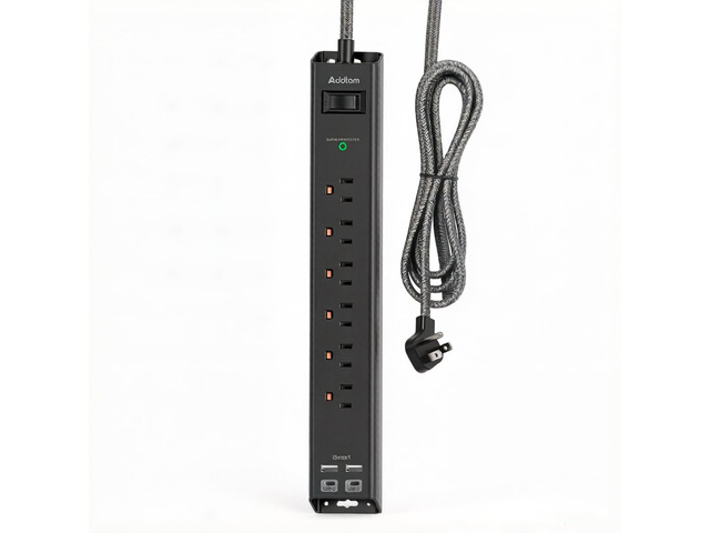 Surge Protector Power Strip - 2ft Extension Cord with 6 AC Outlets 4 USB Flat Plug Power Strip with 2 USB-C, 1875W/15A, 900J Surge Protection,...
