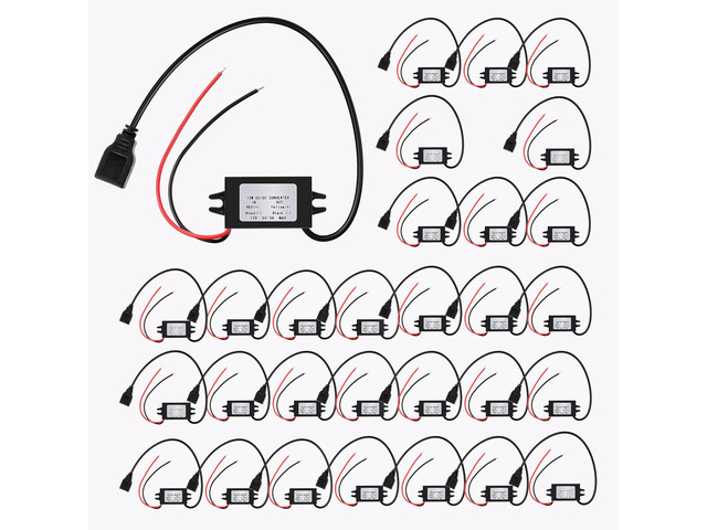 30 Pieces 12V/24V to 5V USB Dc Converter Adapter Buck Module Stable 5V/3A Female USB Output, Waterproof Sealed Enclosure, Car Power Converter...