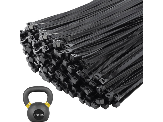18 inch Black Zip Ties Heavy Duty 1000 PACK,120LBS Tensile Strength Self-Locking heavy duty UV Resistant Cable Tie Wraps for indoor and outdoor use