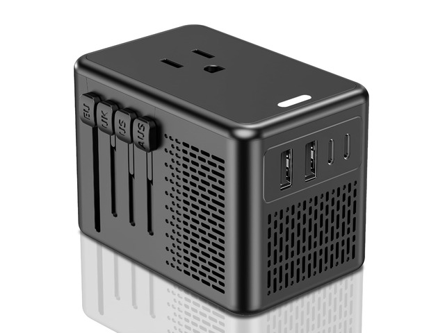 220V to 110V Voltage Converter US to Europe for Hair Dryer with Fast Charging, Power Converter Adapter Combo 2 USB A & 2 USB C, International...