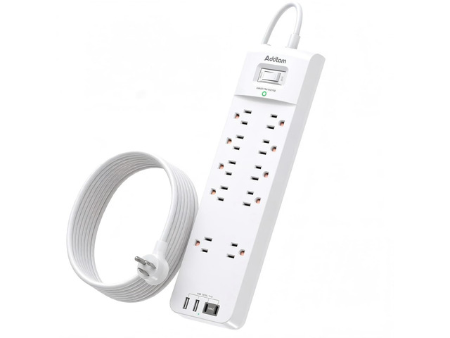 Power Strips with Surge Protection, 12FT Long Extension Cord with Multiple Outlets, Surge Protector Power Strip with 10 Outlets and 4 USB Ports(2...