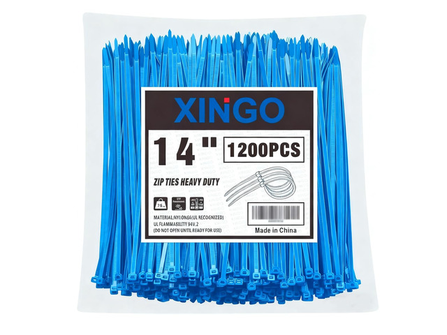 14 Inch Blue Zip Ties 1200 PCS, 75 LBS Tensile Strength, UV Resistant Cable Ties, Premium Self-locking Plastic Ties for Indoor and Outdoor Use