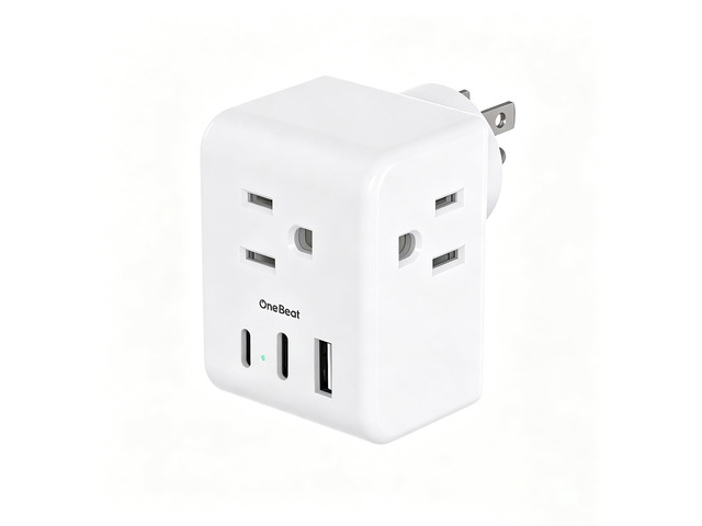 Travel Cruise Ship Essentials, Mini Multi Plug Wall Outlet Extender,White 3 Outlets 3 USB Ports (2 USB-C), Small Power Strip Non Surge Protector...