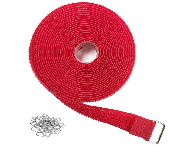1'x16ft Hook and Loop Straps with 25 Metal Buckles, Adjustable Fastening Cable Straps, Cut-to-Length Cinch Strap, Reusable Nylon Securing Cord Ties...