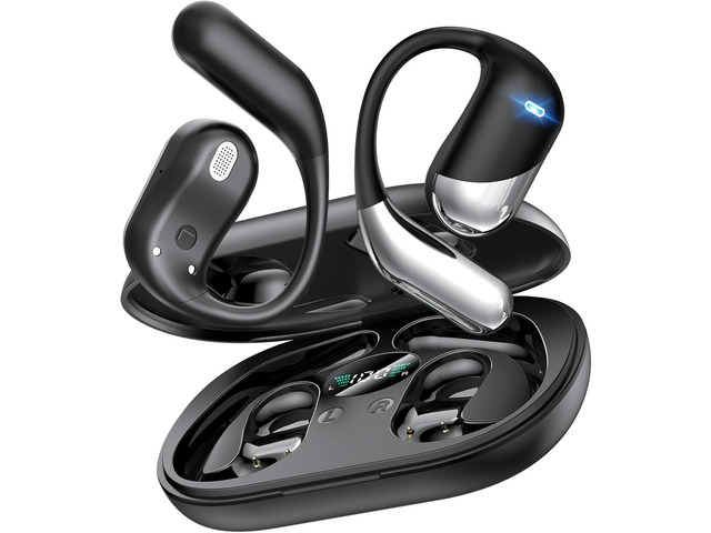 Ultra Open Ear Headphones, Bluetooth Bone Conduction Earbuds with Earhooks Over the Ear Headphones with Live Translation, IP55 Waterproof, LED...