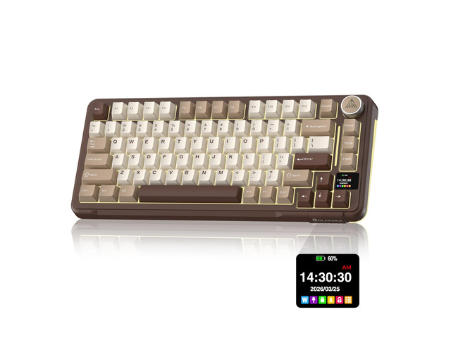 A75 PRO 75% Wireless Mechanical Keyboard with Screen and Knob, Tri-Mode Hot Swappable Gaming Keyboard, RGB Backlit Gasket Creamy Pre-lubed PBT...