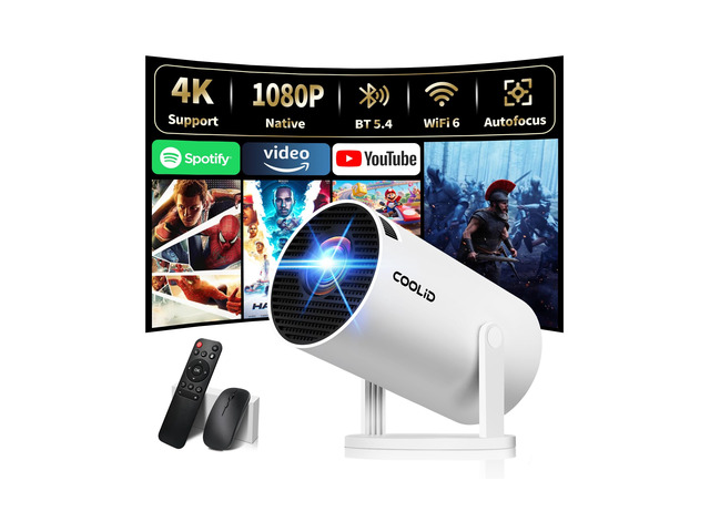[Built-in Apps & 2026 Upgraded] Mini Projector Support 4K 1080P Auto Keystone 180Â° Rotatable with WiFi 6 and Bluetooth 5.4, Projector Portable...