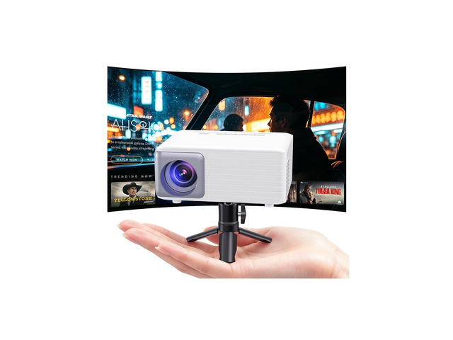 Mini Projector for iPhone 1080P Support Portable Movie Projector Small Projector For Bedroom/Outdoor Projector with Tripod Stand Supports...
