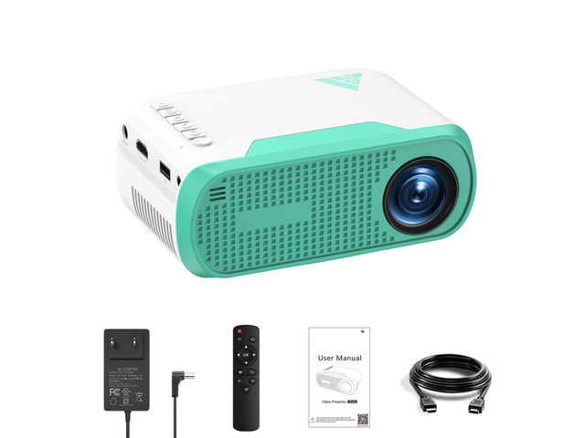 Mini Movie Projector with Wired Screen Mirroring, Support HDMI USB Type-C Projector Support Phone Screen Mirroring via Data Cable, HDMI USB...