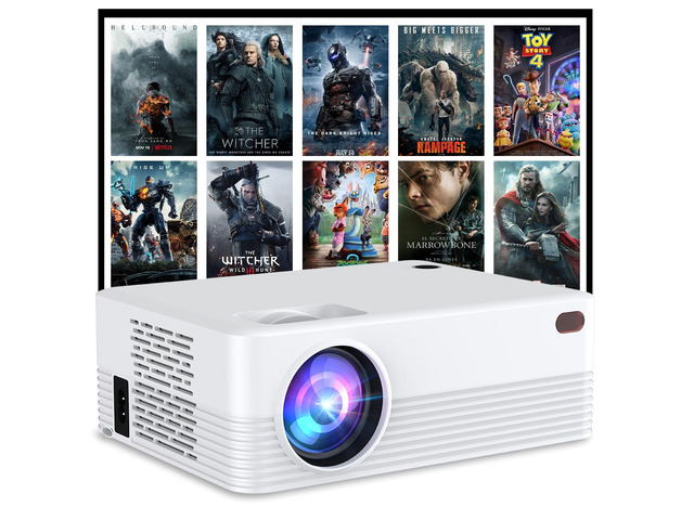 Portable Mini Projector,Full HD 1080P 4K Support Video Projector Outdoor Small Movie Projector Built-in Speaker, Compatible with...
