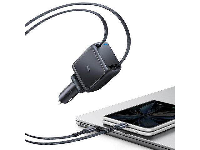 ESR Xtend 100W Retractable Car Charger USB-C & USB-A, Fast Charge, 3-in-1 Car Cigarette Lighter Adapter, Car Phone Charger, Car Accessories for...
