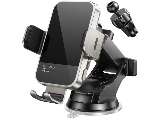 Wireless Car Charger,7 Colored RGB Backlit 15W Auto Clamping Car Charger Phone Mount Holder for iPhone 15 14 13 12 Mini Pro Max 11 XR X, Samsung...