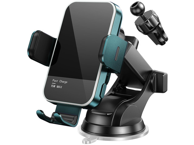 Wireless Car Charger,7 Colored LED Backlit 15W Auto Clamping Phone Mount Holder fit for iPhone 15 14 13 12 Mini Pro Max 11 XR XS X, Samsung Galaxy...