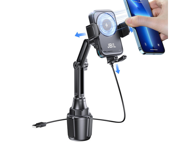 Wireless Car Charger Car Cup Phone Holder 15W Fast Charging Auto Clamping Car Charger Dual Port PD & QC3.0 for iPhone16/15/14/13/12/11 Pro Max Xs,...