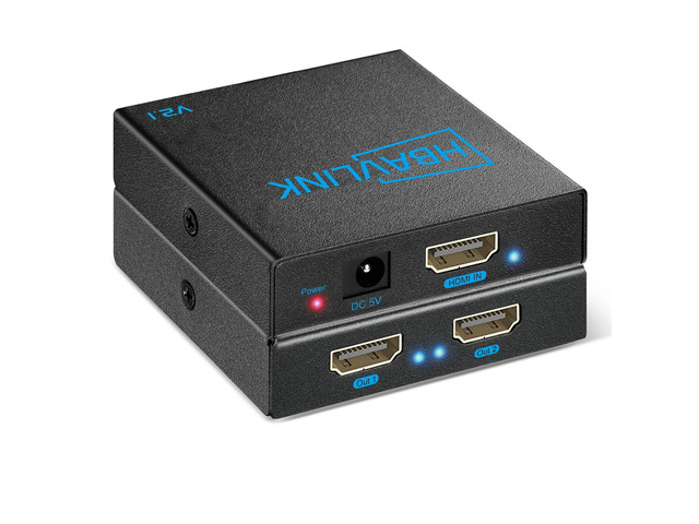 HBAVLINK HDMI Splitter - HDCP, HDR, Dolby/DTS5.1/7.1 - Compatible with Firestick 4k Max, PS3/PS5 & Elgato HD60s/x/Pro, Apple TV 4K, Retrotink, Roku...