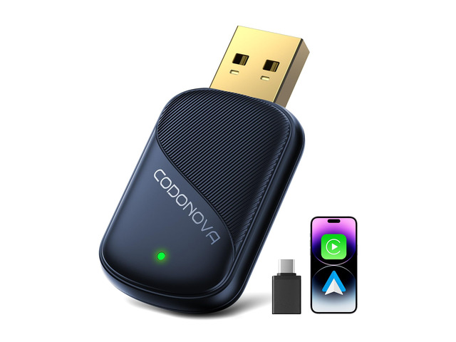 Mini Wireless CarPlay Adapter for iPhone & Android Auto - Wired to Wireless Gold-Plated USB Dongle, Fast Stable Connection, Auto Reconnect in 3...
