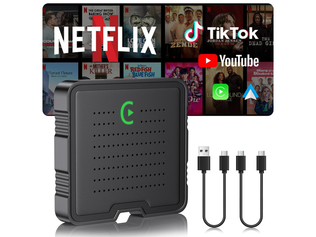 HGLEQ 2-in-1 Wireless CarPlay Adapter for Streaming Netflix/YouTube/TikTok/TF Card, 2025 Magic Video AI Box & Android Auto Dongle, Plug & Play, Fit...