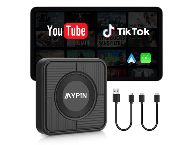Upgraded Wireless CarPlay Adapter,Support Netflix YouTube, Plug & Play 3-in-1 Wireless Carplay & Android Auto& Video Adapter, Support TF Card,USB...