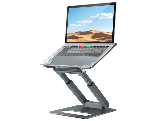 tounee Laptop Stand for Desk Adjustable Height, Telescopic Computer Stand with Pull Out Design Ergonomic Laptop Riser Fits All Laptops 10-16'-Gray