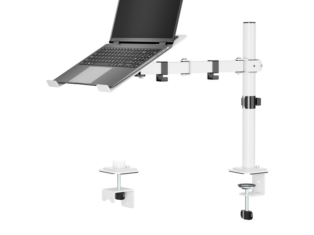 UPGRAVITY White Laptop Desk Mount with Vented Tray for Notebook up to 17 inch, Fully Adjustable Single Laptop Arm Stand Holds up to 17.6 lbs, Clamp...