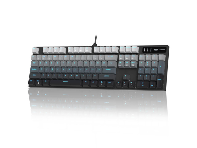 MageGee MK-Storm Mechanical Gaming Keyboard, 104 Keys Wired Light Up Keyboard with Linear Red Switch, Ice Blue Backlit, Double-Shot Keycaps, N-Key...
