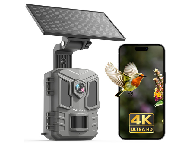 Misstech Solar Trail Camera, 4K/64MP Clear Night Vision for Game & Outdoor Wildlife Camera with 0.1s Motion-Activated to Record Wild Animal, No...