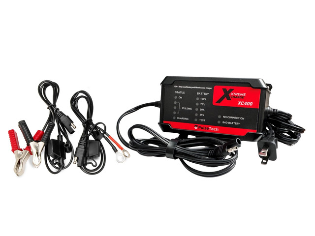 PulseTech XC400 Xtreme Charge 4 AMP Smart Battery Charger & Maintainer Test, Charge, Condition and Maintain All Types of 12V Lead-Acid Batteries