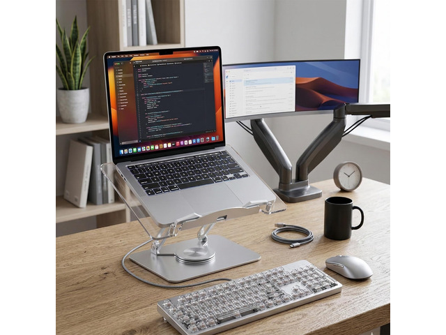 Adjustable Acrylic Laptop Stand for Desk, Ergonomic Aluminum Laptop Riser, Computer Stand for Laptop, Book Holder, for iPad, Tablets, Compatible...