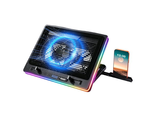 Gaming Laptop Cooling Pad, RGB Laptop Cooler with Powerful Turbo Fan, Ultra Quiet Laptop Fan Stand with LED Light, 8-Level Height Adjustable,...