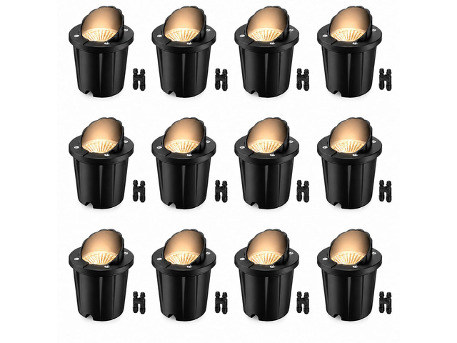 HIBOITEC Low Voltage Landscape Lights, 12W LED Outdoor In-Ground Lights 1200LM Waterproof IP67 Landscape Lighting, Anti-Glare Die-Cast Aluminum...