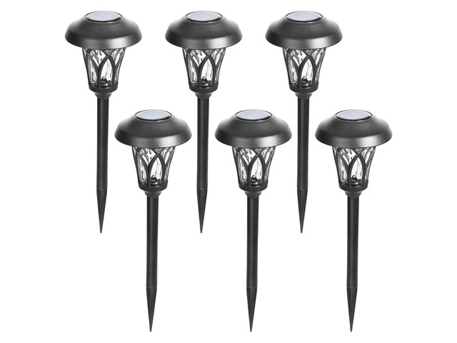 GIGALUMI Solar Pathway Lights Outdoor, Metal Glass & ABS Landscape Lights 6 Pack Warm White Solar Powered Garden Lights Waterproof IP65, Outdoor...