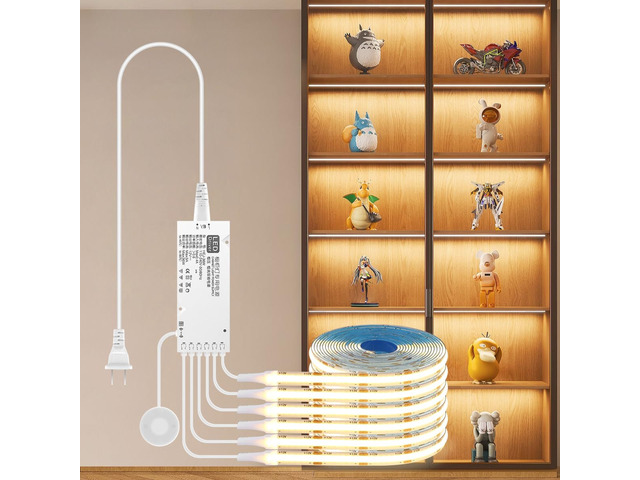 tlinkosta Cabinet Light COB LED Strip Lights 6-in-1 Dimmable Touch Control for Display Cabinets, Wardrobes, Kitchen, Wine Cabinets, Showcase &...