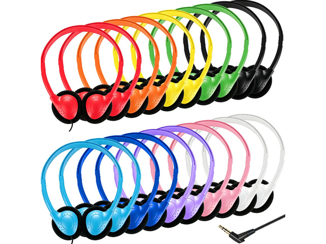Ladont 20 Pack Bulk Classroom Headphones for Students Kids School, Wholesale Headphones Class Set with 3.5mm Jack for Chromebook Laptop PC...