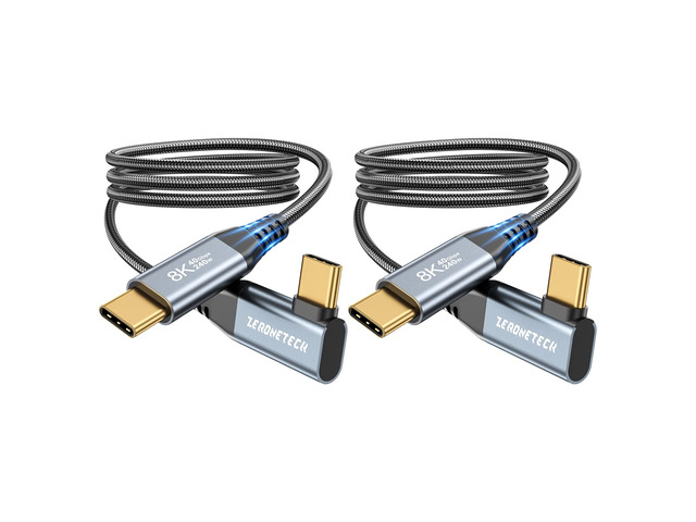 8K/4K USB C Monitor Cable Right Angle 3.3FT 2-Pack, [Durable] USB C for Thunderbolt 4 Cable, 40Gbps High Speed Data Transfer 90 Degree 40W PD Fast...
