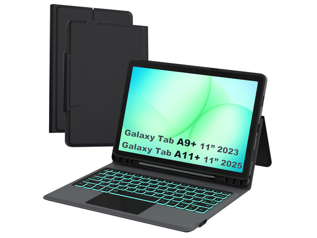 Keyboard Case for Samsung Galaxy Tab A11+ /A9+ 11 inch - Smart Wireless Folio Touch Trackpad Tablet Cover - 7 Color Backlit Keyboard with S Pen...
