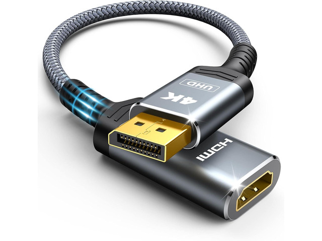 CORE TECH DisplayPort to HDMI Adapter, 4K 60Hz, DP 1.2 Male to HDMI 2.0 Female, Unidirectional, Braided, for PC to Monitor, TV or Projector