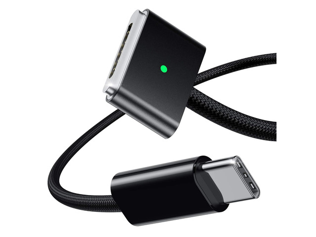 CORE TECH USB-C to Magnetic 3 Charging Cable, Up to 140W, 6.6 ft Nylon Braided, for MacBook Air and MacBook Pro with MagSafe 3, Black