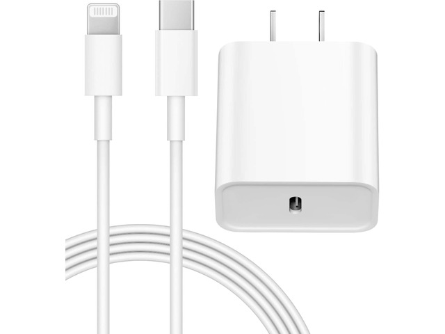 CORE TECH 20W USB-C Fast Charger with 6 ft USB-C to Lightning Cable, PD 3.0 Wall Adapter for iPhone 14/13/12/11/X/XS/XR and Lightning iPads, White