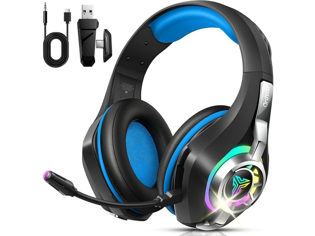 2.4GHz Wireless Gaming Headset for PS5/PS4/PC/Switch, 45H RGB Lights Xbox One Gaming Headphones with ENC Mic, 7.1 Surround Sound, 40mm Drivers,...