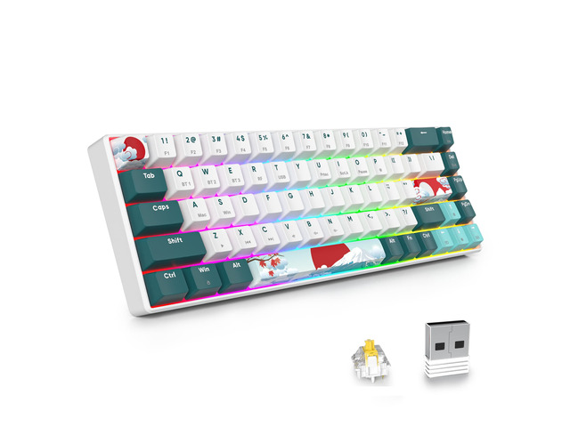 Ussixchare Wireless Gaming Keyboard, 65% Hot Swappable Mechanical Keyboard with RGB Backlit, Yellow Switch, PBT Keycaps Tri-Mode 2.4G/Bluetooth...