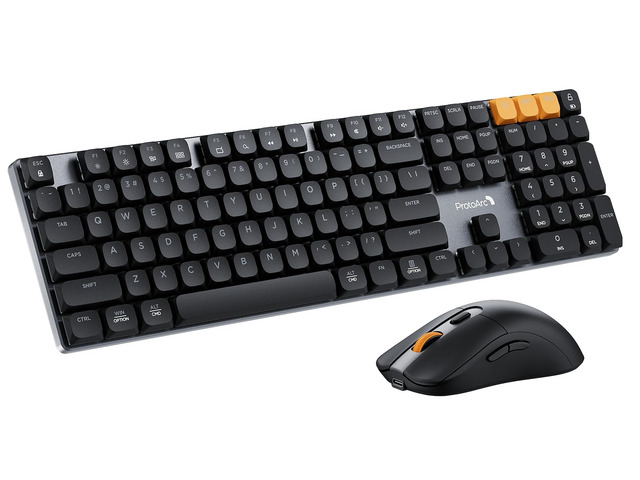 ProtoArc KM310 Wireless Mechanical Keyboard and Mouse, No Backlight Aluminum Quiet mechanical Keyboard, Triple-Device Via Bluetooth & 2.4G,...