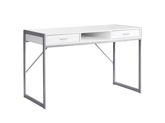 Monarch Specialties 48'L Contemporary Home Office Computer Desk with Drawers and Shelf - White
