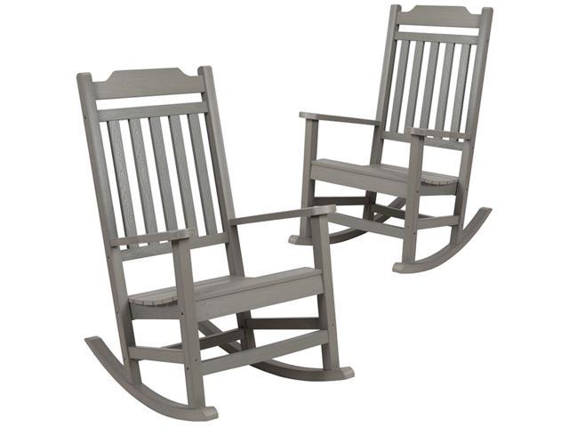 Photos - Garden Furniture Flash Furniture Set of 2 Winston Gray Faux Wood All-Weather Rocking Chair 