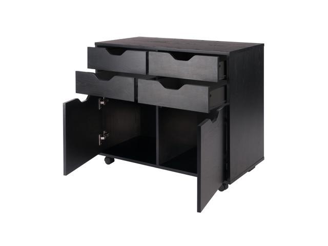 Winsome Wood Home Office Halifax 2 Section Mobile Storage Cabinet, Black