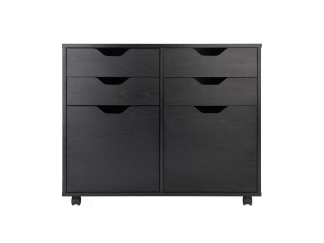 Winsome Wood Home Office Halifax 2 Section Mobile Storage Cabinet, Black