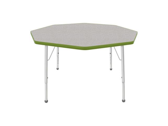Creative Colors 48' Octagon Activity Table with Gray Nebula Top, Sour Apple Edge, Ball Glide - Standard Leg Height: 21'-30'